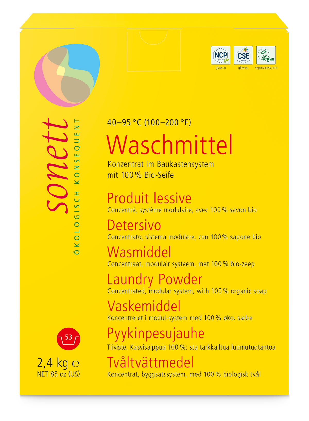 Sonett Waschmittel Pulver Konzentrat 40–95 °C – ökologisches Waschpulver
