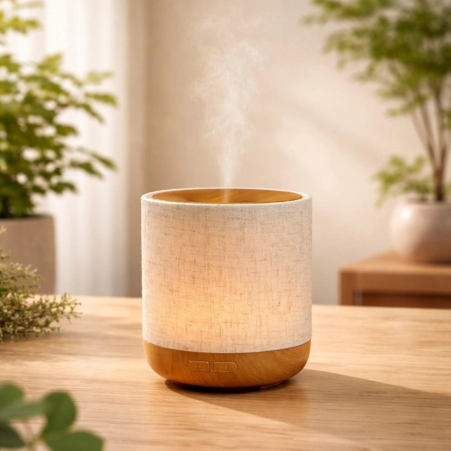 Alesia Ultraschall Diffuser – Aromadiffuser mit Leinenbezug & LED
