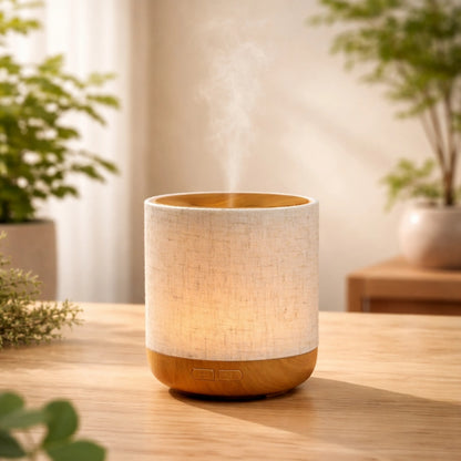 Alesia Ultraschall Diffuser – Aromadiffuser mit Leinenbezug & LED
