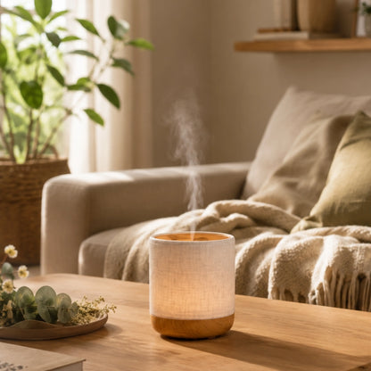 Alesia Ultraschall Diffuser – Aromadiffuser mit Leinenbezug & LED