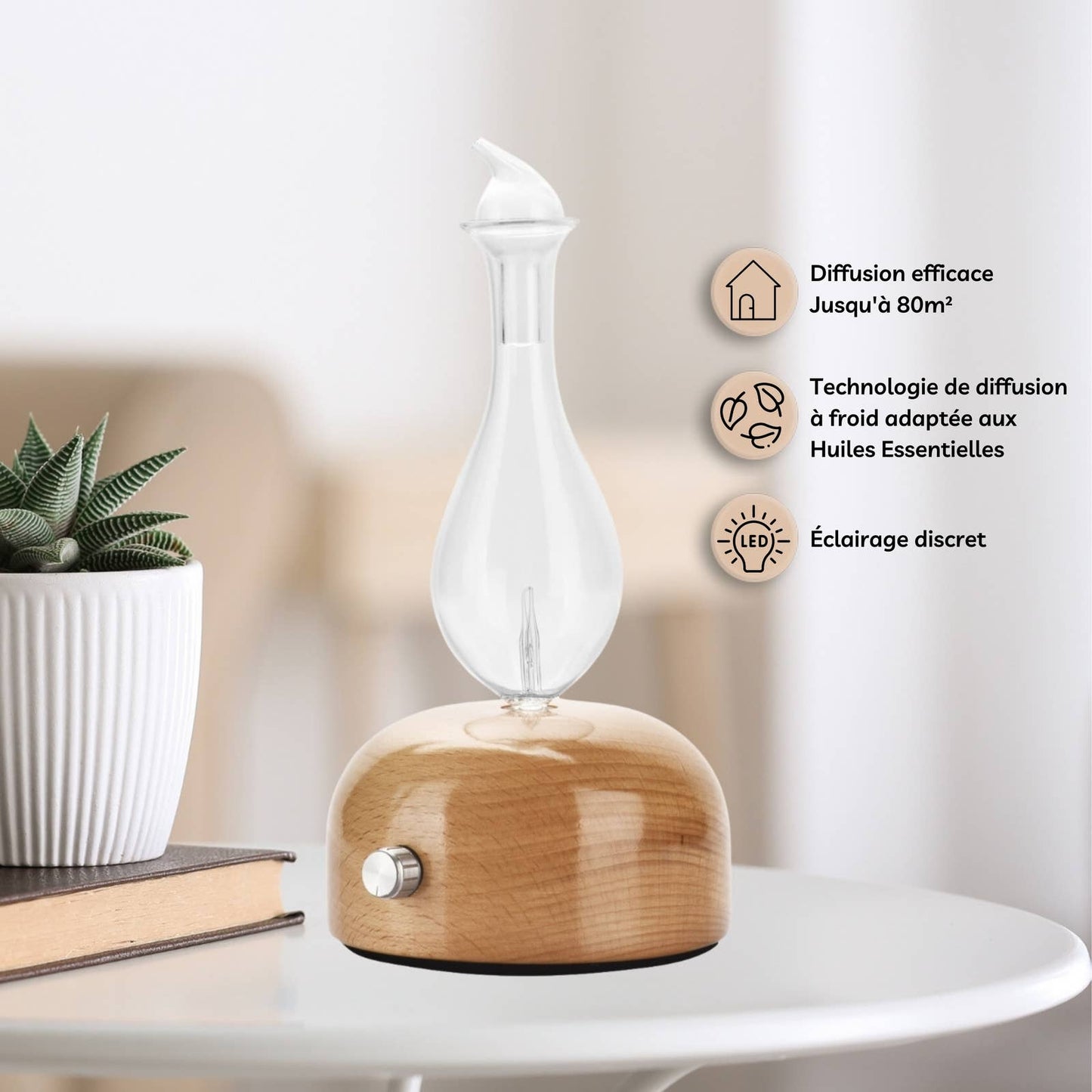 Aurora Aroma Diffuser with Wood and Glass Nebulization