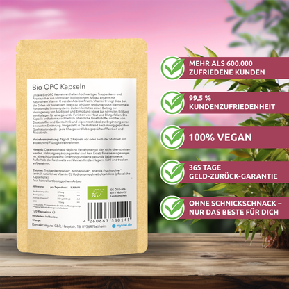 Gélules Bio OPC – Avec pépins de raisin, poudre d'aronia & vitamine C