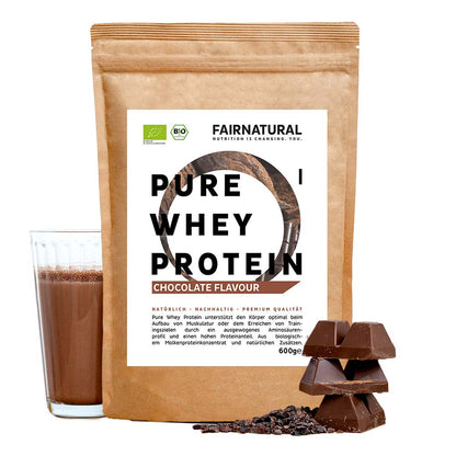 Poudre de protéines de lactosérum biologique au chocolat