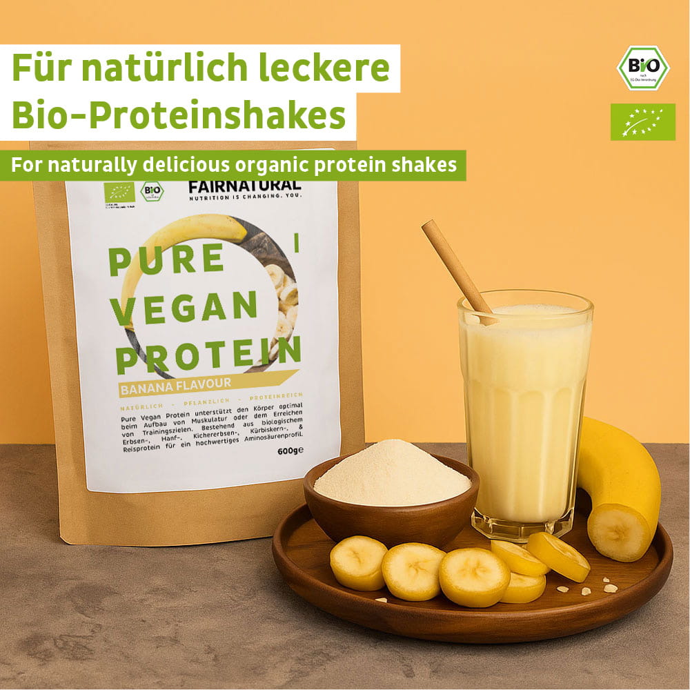 Økologisk vegansk proteinpulver banan uten soya