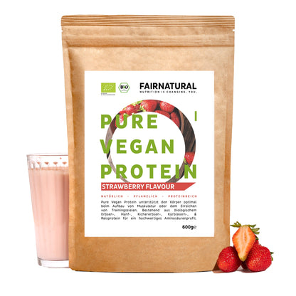 Økologisk vegansk proteinpulver jordbær uden soja