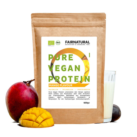 Økologisk vegansk mangoproteinpulver uten soya