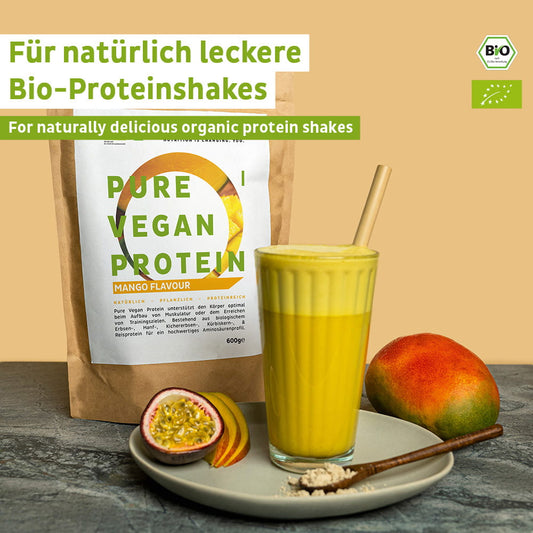 Økologisk vegansk mangoproteinpulver uten soya