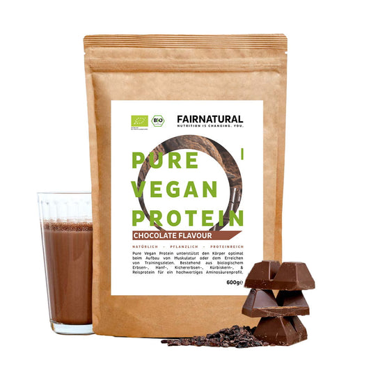 Økologisk vegansk sjokoladeproteinpulver uten soya