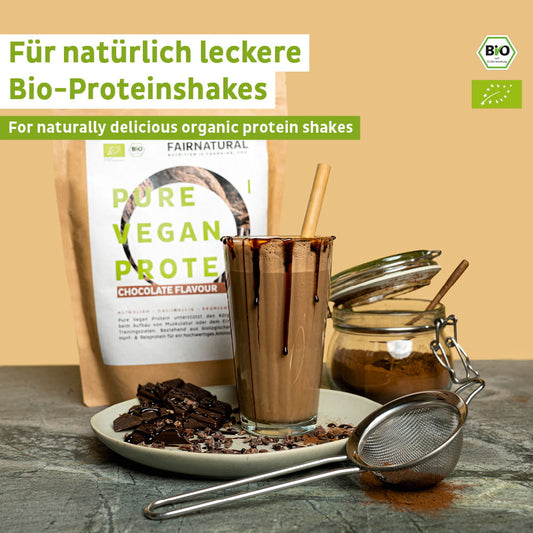 Økologisk vegansk sjokoladeproteinpulver uten soya