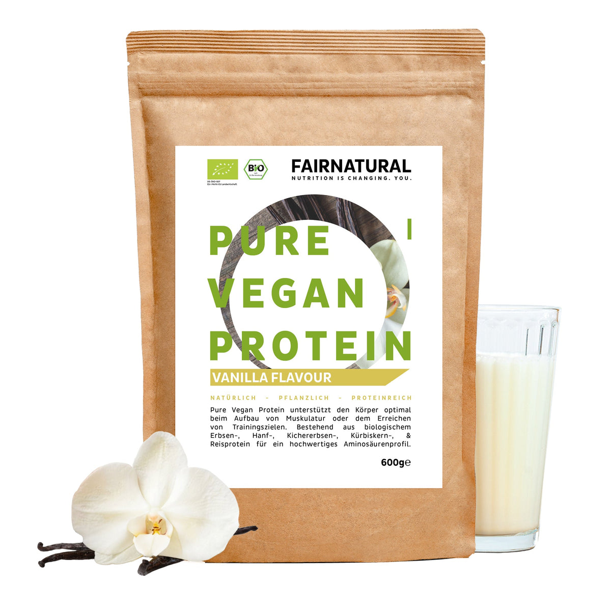 Økologisk vegansk proteinpulver vanilje uten soya