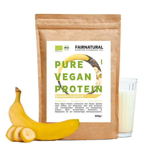 Økologisk vegansk proteinpulver banan uten soya