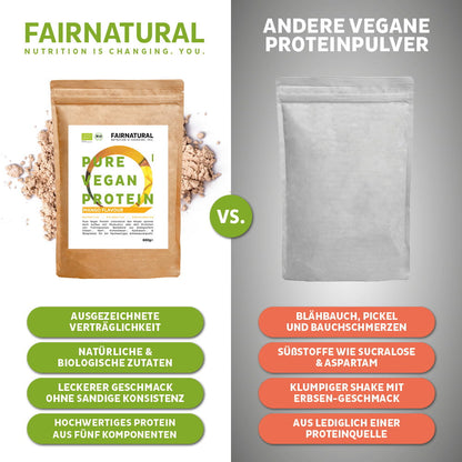 Økologisk vegansk mangoproteinpulver uten soya
