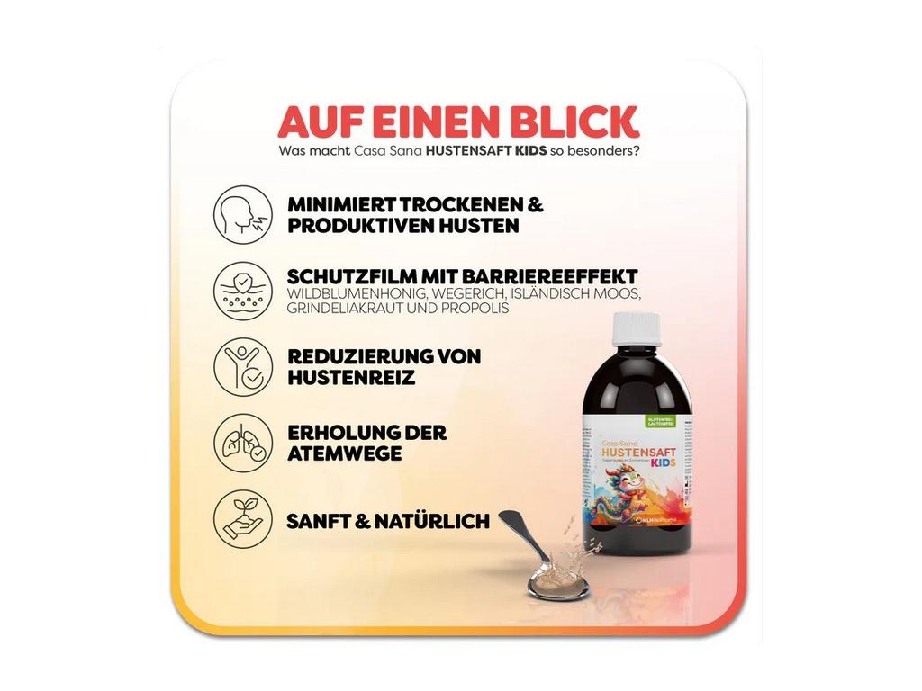 Casa Sana Hustensaft KIDS – Sanfte Hilfe mit Honig &amp; Propolis (200 ml) - PROBIOSA