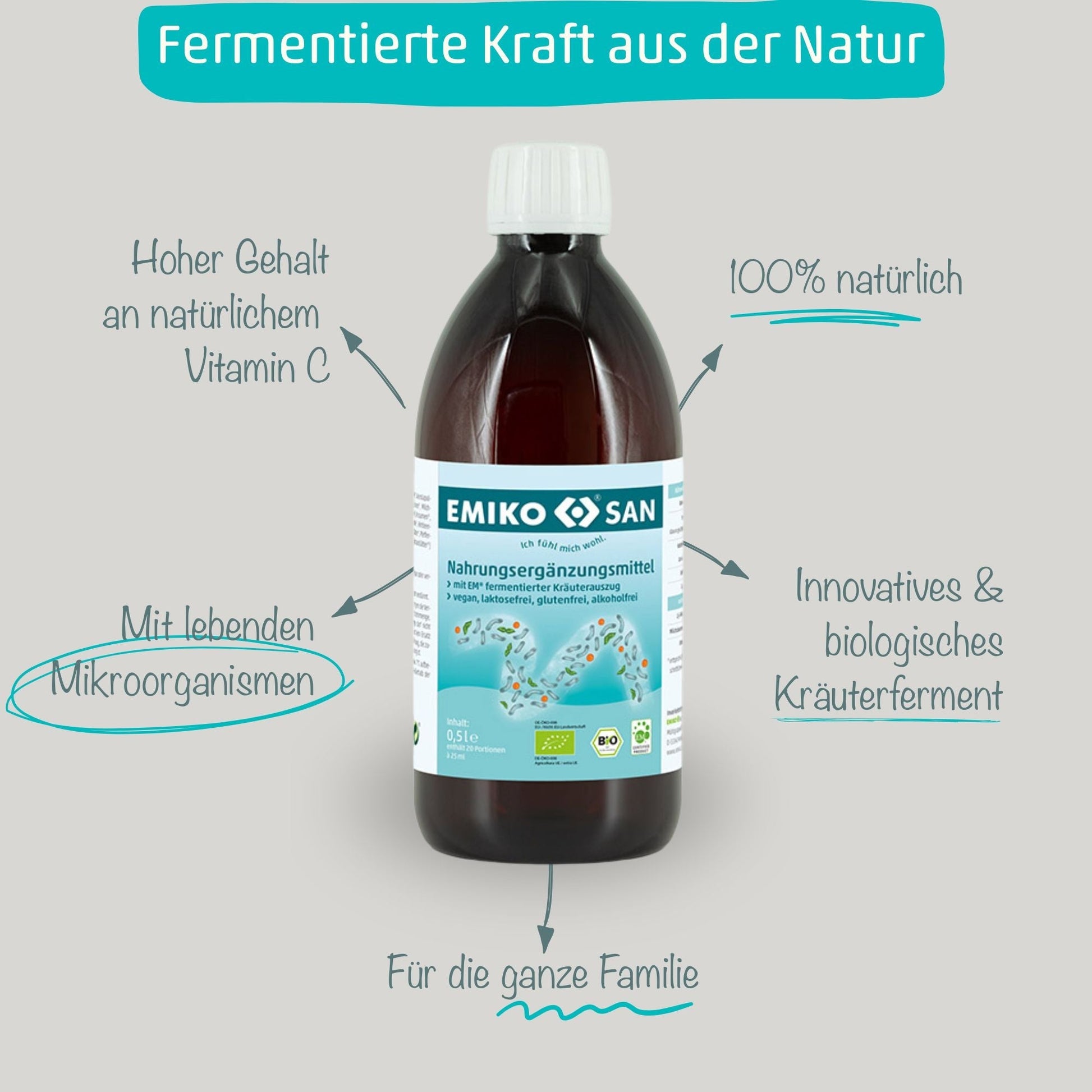 EMIKOSAN Bio mit Acerola - Kräuterferment mit Vitamin C - PROBIOSA