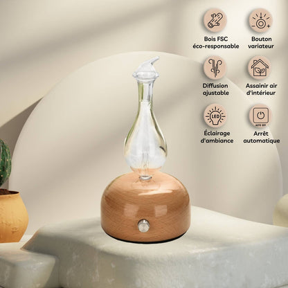 Aurora Aroma Diffuser with Wood and Glass Nebulization