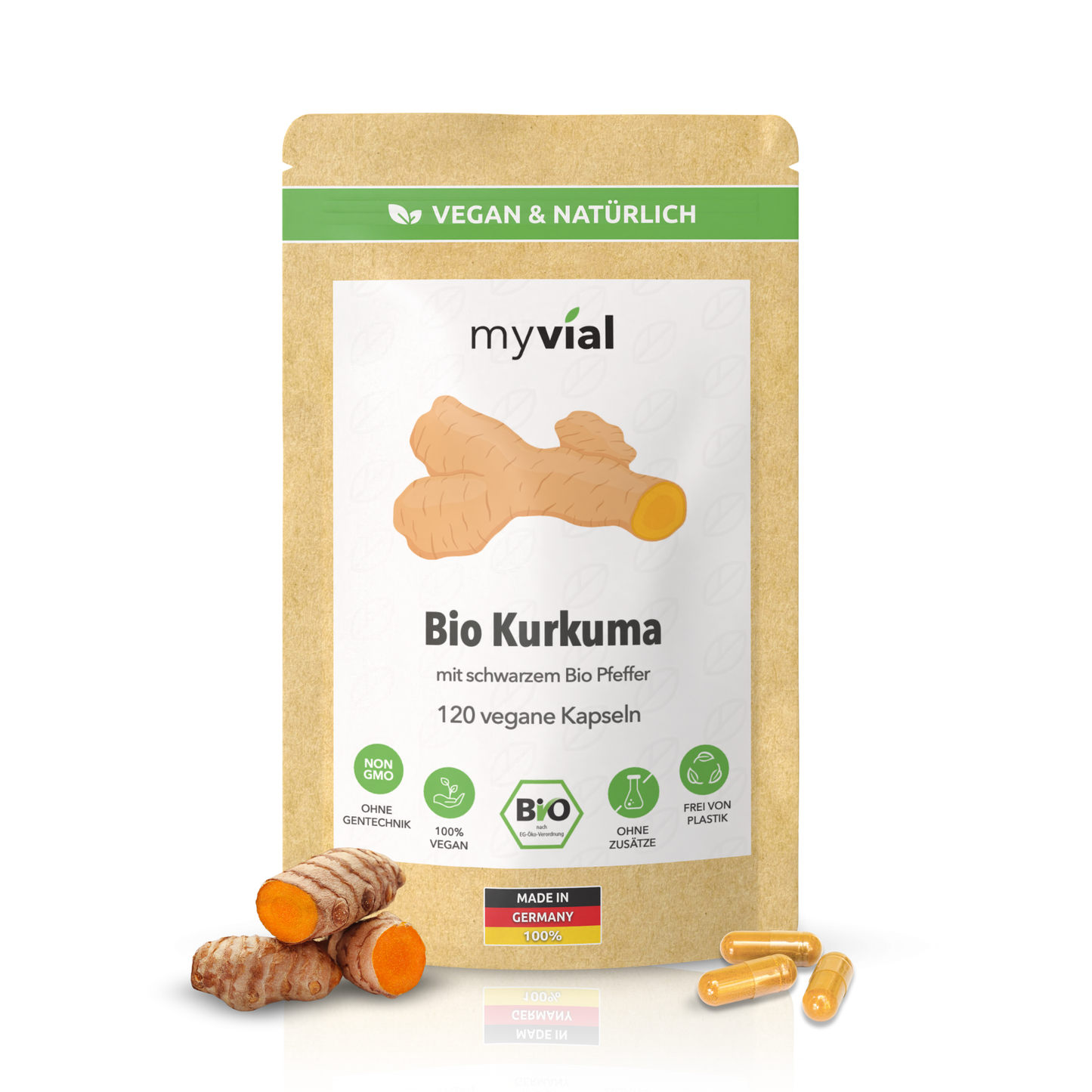 Bio Kurkuma Kapseln mit schwarzem Bio Pfeffer