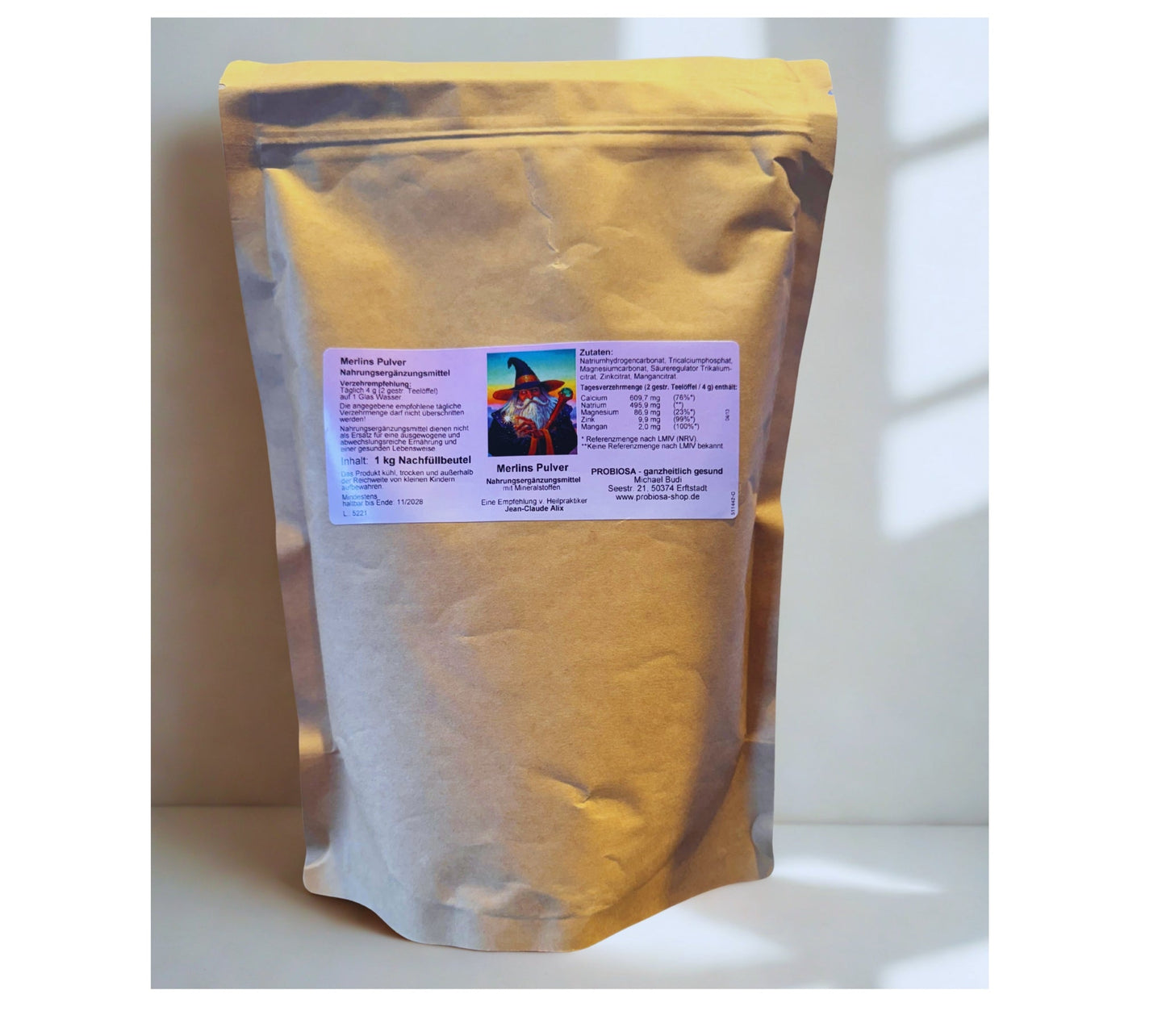 Merlins Basenpulver – Mineralstoff - Mischung zur Unterstützung des Säure - Basen - Haushalts - PROBIOSA