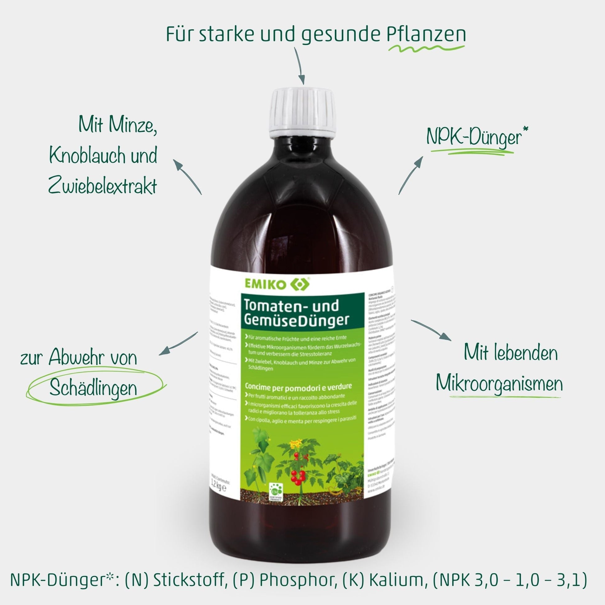Tomaten - & Gemüse Dünger – Organisch mit Effektiven Mikroorganismen (EM) - PROBIOSA