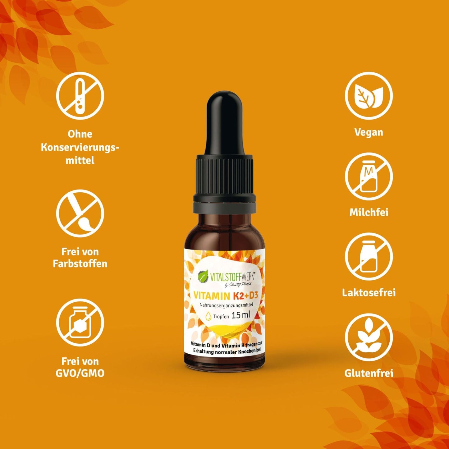 Vitamin D3 + K2 Tropfen – Hochdosiertes Kombipräparat (15 ml) - PROBIOSA