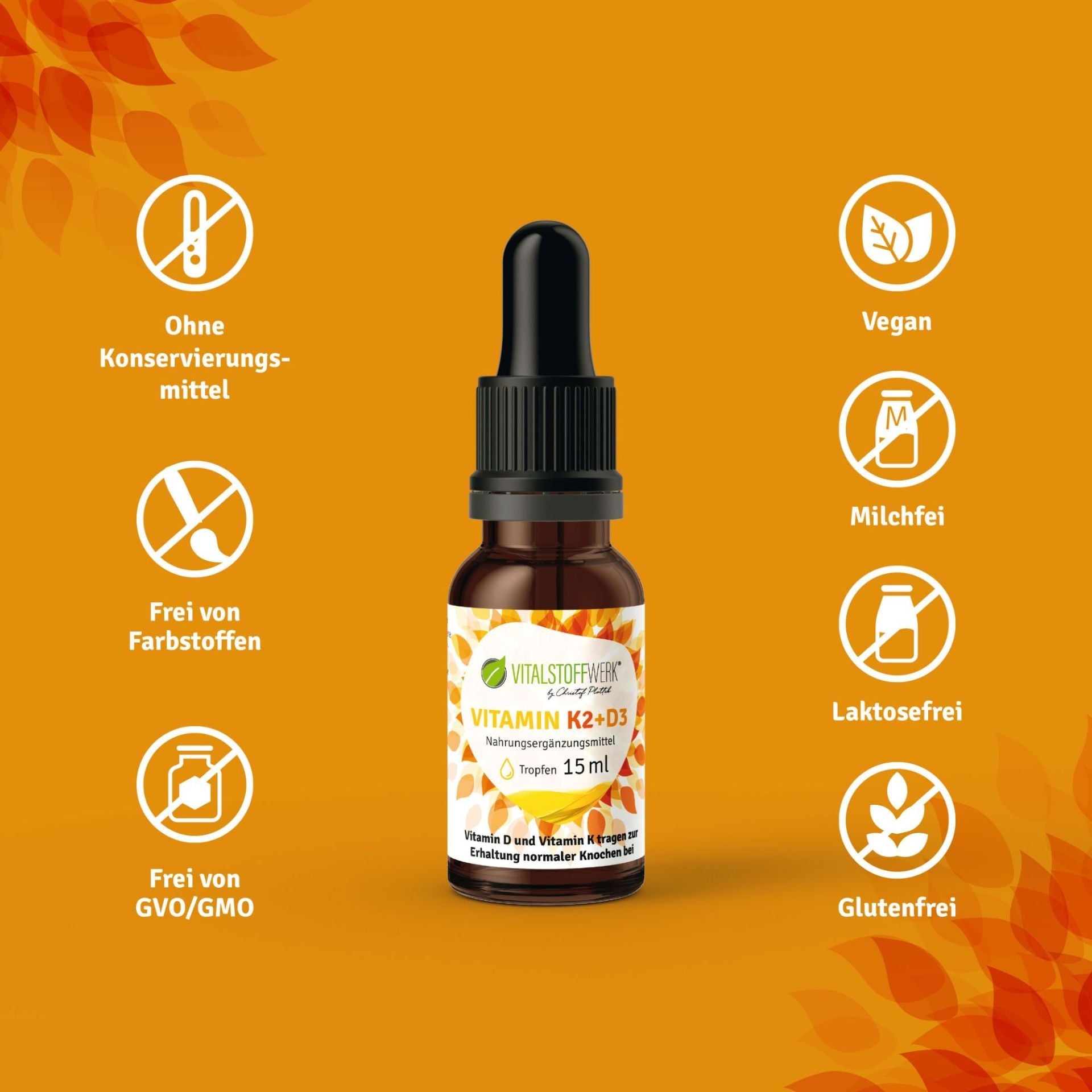 Vitamin D3 + K2 Tropfen – Hochdosiertes Kombipräparat (15 ml) - PROBIOSA