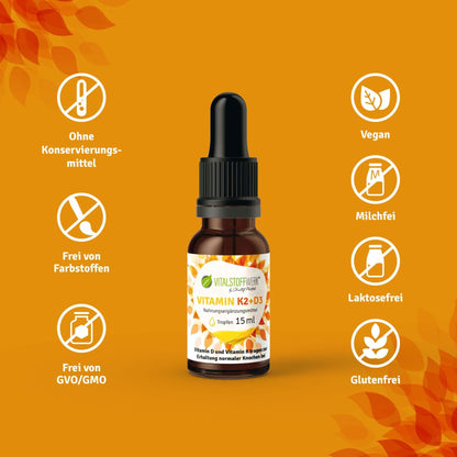 Vitamin D3 + K2 Tropfen – Hochdosiertes Kombipräparat (15 ml) - PROBIOSA